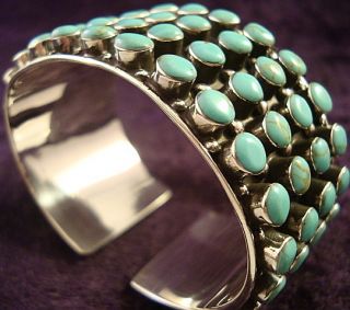 TAXCO MEXICAN STERLING SILVER TURQUOISE BEADED BEAD CUFF BRACELET