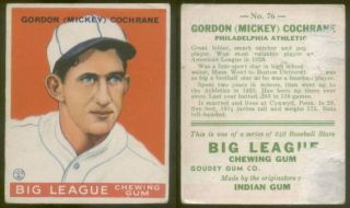 6795 1933 Goudey 76 Mickey Cochrane Athletics PR
