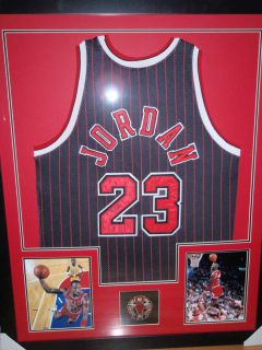 Michael Jordan Autographed Framed Jersey Chicago Bulls PSA