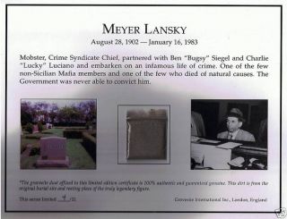 Meyer Lansky Authentic Grave Dust Limited Edition Card COA