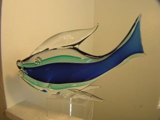 Vintage Murano Glass Giant Fish Sculpture Cenedese Sommerso