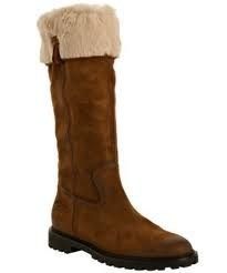 Gucci Saint Moritz Fur Lined Suede Flat Knee High Boots Cuir Brown 36