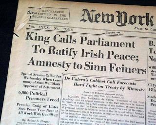 Anglo Irish Treaty Free State Created Michael Collins Ireland 1921 Old