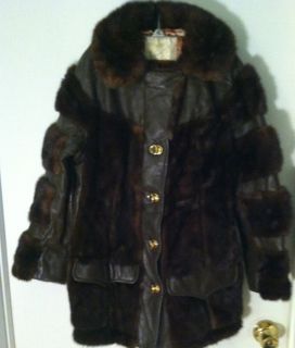 Fur and Leather Vintage Coat Michelsons Furs Brooklyn Great Shape