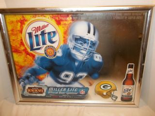 Miller Lite Super Bowl XXXI Mirror Green Bay Packers NFL Beer Bar Sign