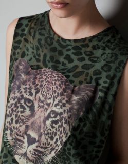 New Sold Out 2012 Leopard Animal Print Khaki Fashion BLOGGER T Shirt