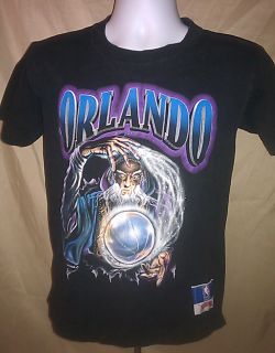 Vtg Orlando Magic Black Nutmeg Mills T Shirt Size Youth Medium 90s