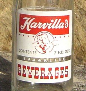 Harvillas Sparkling Soda Bottle Vintage Minersville PA