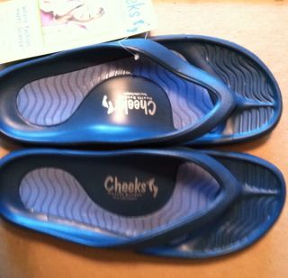 Tony Little Cheeks Healthy Lifestyle Thong Flip Flop Sandals Navy Size