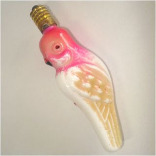 Parrot Figural Milk Glass Christmas Light Bulb Working