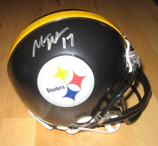 Mike Wallace NFL Pittsburgh Steelers Autographed Mini Helmet Global