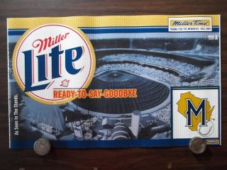 Milwaukee Brewers County Stadium Good Bye Corrugated Sheet Miller Lite