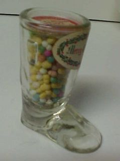 Old Millstein Glass Santa Claus Boot Candy Container