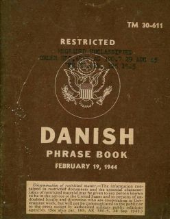 Danish Phrase Book Military Manual TM 30 611