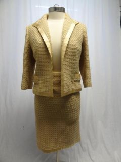 MILLY beige and gold tweed wool jacket size 6 and skirt size 2 VERY