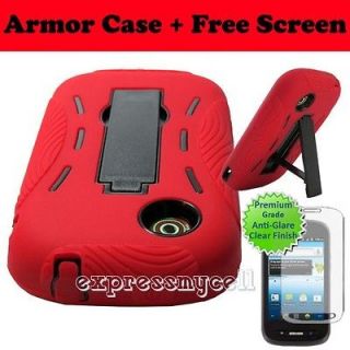 Custom Screen + RED Armor Impact Case Cover NET 10 Straight Talk ZTE