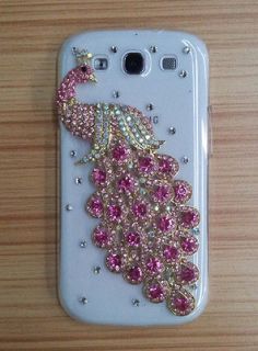 3D Clear Peacock Bling bling Hard Case Cover for Samsung Galaxy S3 S