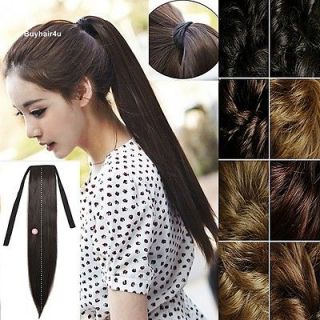 HEAT OK PONYTAIL 20 LONG HAIR EXTENSIONS PIECE HAIRPIECES WRAP