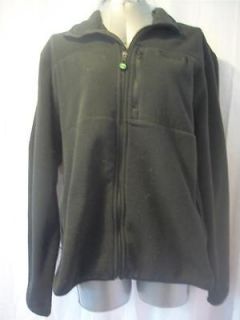 Sz L TIMBERLAND Solid Black Fleece Zip Front Lightweight Jacket Coat