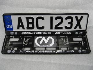 VW AUDI Wolfsburg Number Plate Surrounds ABT TUNING GTI