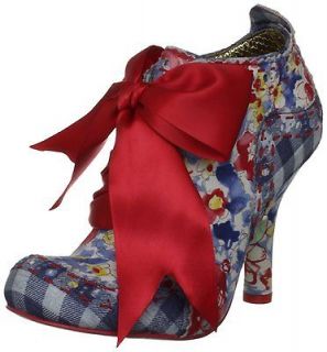 Irregular Choice Abigails Party Blue Red Gold Suede Fabric New Womens