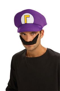 New Costume Accessory Kit Mario Brothers Waluigi Hat & Moustache