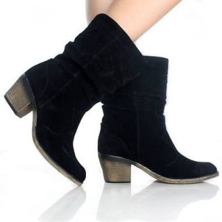 Womens Fashion Cowboy Boots Western Cowgirl Slouch Roper Black Heels