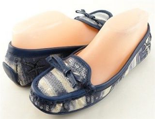 COACH IREEN STARFISH Navy Printed Canvas Womens Designer Shoes Flats