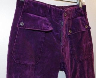 Vtg 70s Purple *Velvet* Bell Bottom Jeans Pants waist 30 inseam 25.5