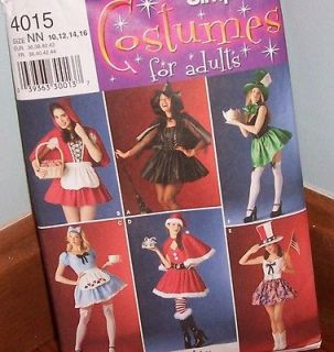 Simplicity Costumes Adults #4015 Sz 10  16 Witch Riding Hood Maid Elf