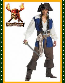 Adult Deluxe Captain Jack Sparrow Pirates Costume New