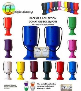 PACK OF 2 CHARITY DONATION COLLECTION MONEY TINS/ BOXES/POTS