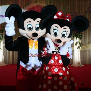 MICKEY AND MINNIE MOUSE COUPLE MASCOT COSTUME ADULT DISNEY FANCY