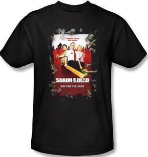 Women Ladies Shaun Of The Dead Aim For The Head Poster T shirt top tee