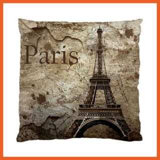 EIFFEL TOWER PARIS FRANCE CUSHION CASE~NeW~SILK LOOK~BEDROOM~L ounge