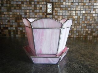 African Violet Pot Planter Large   Stained Glass   Handmade USA   Self