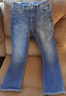 COMMON GENES WOMENS STRETCH JEANS BOOT CUT SIZE 4 DISTRESSED EUC