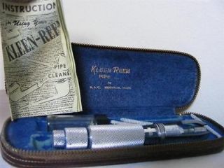 Vintage KLEEN REEM Pipe Cleaner Kit Set Leather Case 1950s 60s