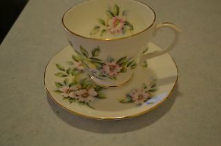 New Royal Winchester Bone China Teacup and Saucer Pink and Blue
