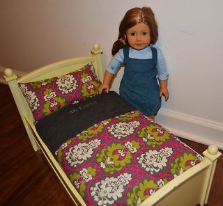 American Girl or 18 doll SAIGE personalized McKenna 3pc bedding loft