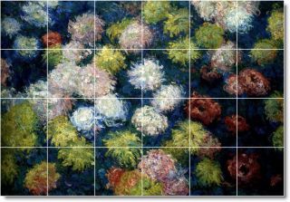XL Claude Monet Flowers Painting Ceramic Bathroom Shower Tile