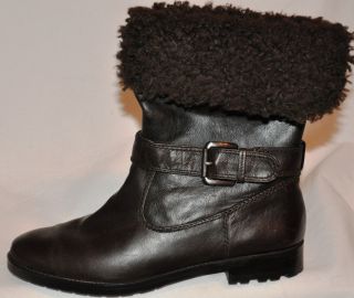 ALFANI Terra Brown Leather Warm Furry Winter Boots Size 6.5M or 8.5M