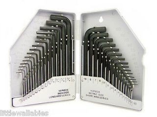 30PC Combo Hex Key Allen Wrench Set SAE/MM LONG / SHORT ARM NEW