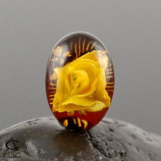 Baltic AMBER Rose Art Carving Genuine Gemstone Cabochon for setting 1