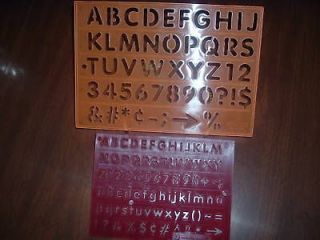LOT OF 2 Complete English Alphabet Stencils ONE of 1/2 & ONE of 1