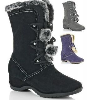 Brilliant WINTER Waterproof Suede Lace Up Style side zip Boots BETSY