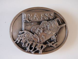 BASS BELT BUCKLE FISHING ANGLERS SPORTSMEN SOCIETY MADE USA 1 OWNER
