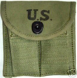 US ARMY M1 CARBINE GREEN TWIN AMMUNITION POUCH  WW2 REP