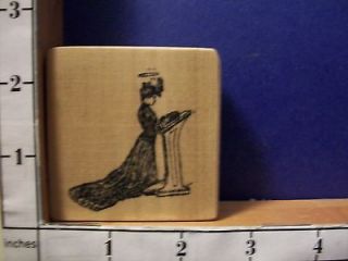 VICTORIAN WOMAN HALO CHURCH RED CASTLE rubber stamp 14J