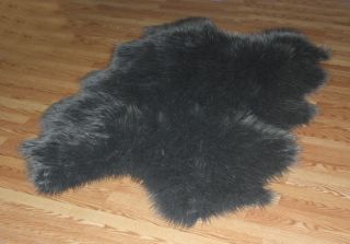 SOFT GREY cute Sheepskin Faux Fur rugs curly long hair mohair shag NEW
